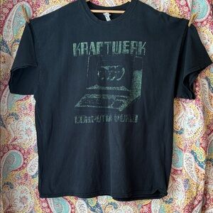 Kraftwerk Band XXL Concert T Distressed Gildan Black Heavy Cotton Indie Sleaze